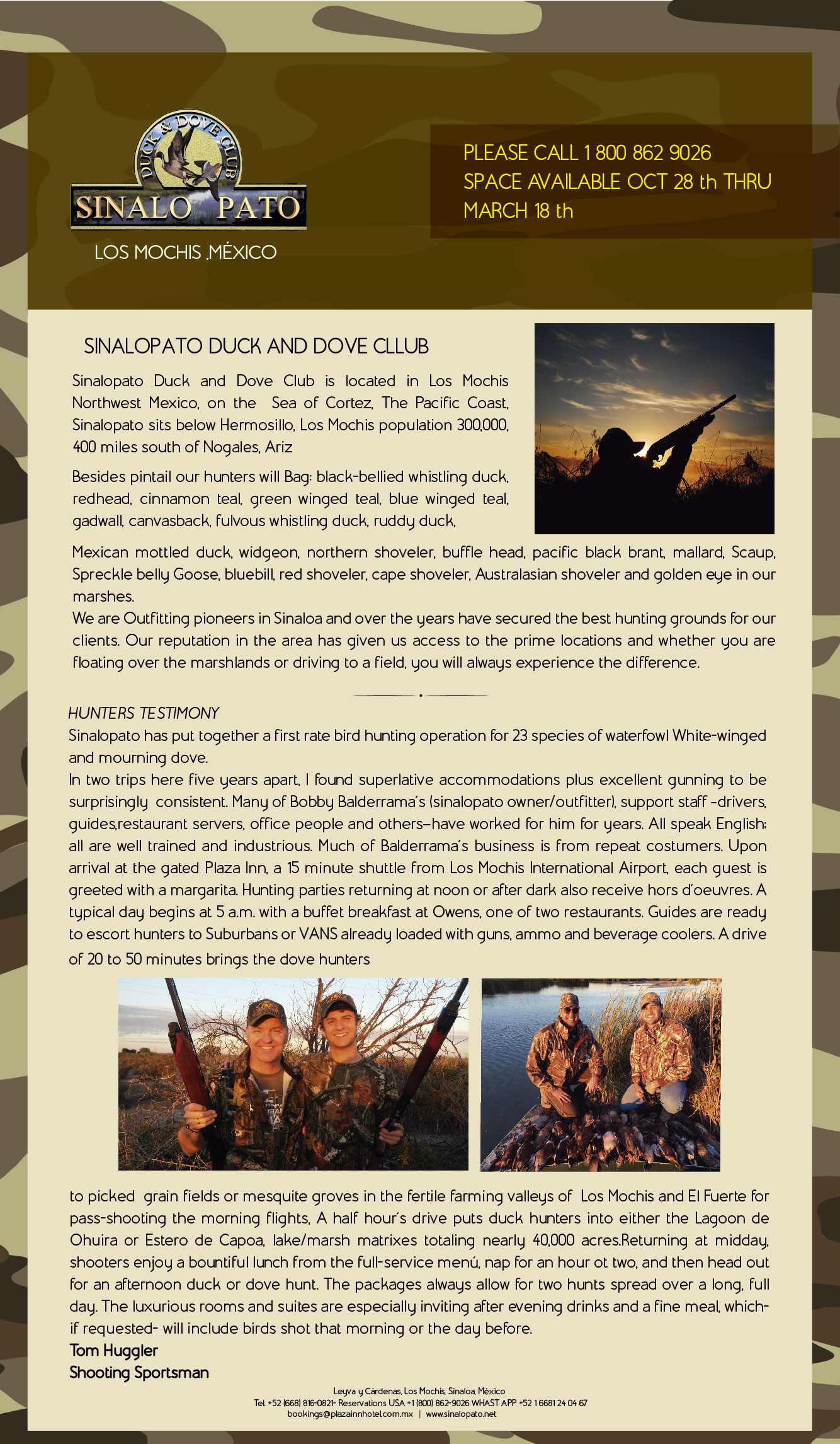 SINALOPATO DUCK AND DOVE CLUB